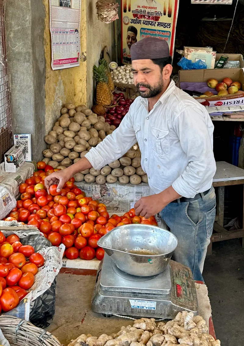 A vegetable market stall in Bulandshahr, India